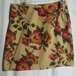 Hawaii print Inspired, linen/cotton wrap skirt